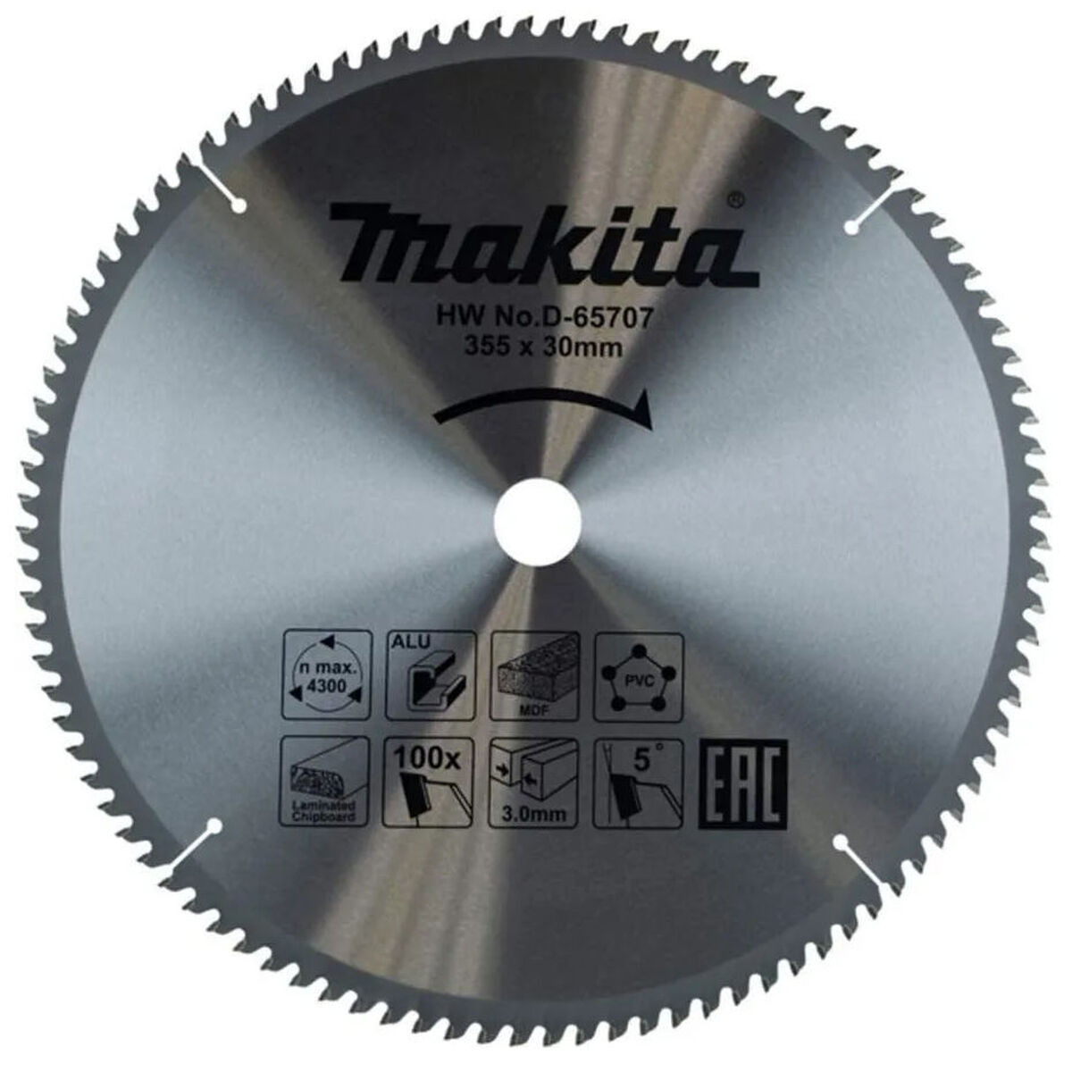 Диск пильный универсальный Makita 355x30мм 100T (D-65707) — Фото 1
